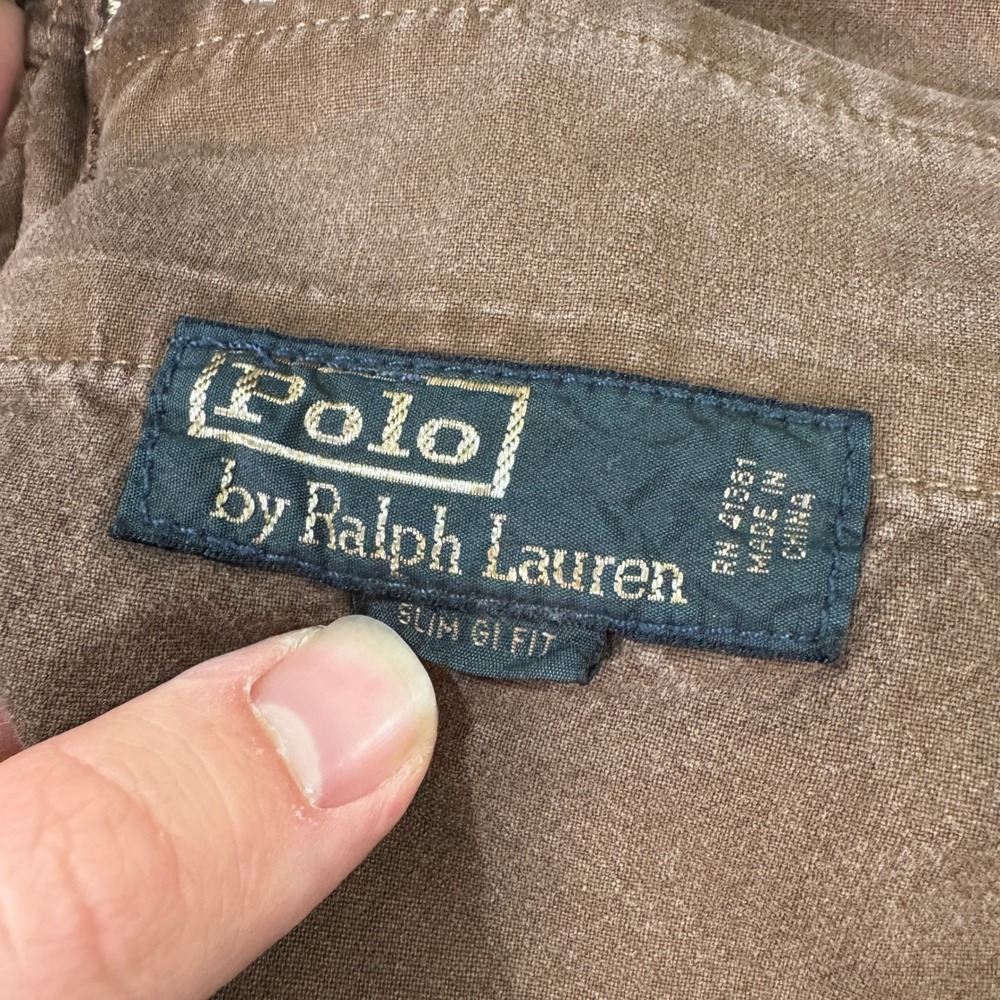 VINTAGE Polo Ralph Lauren Mens 34x30 Slim Straight Fit Chino Pants Brown Work - Picture 6 of 12